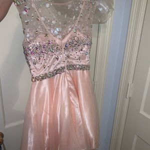 Short light pink jeweled dress